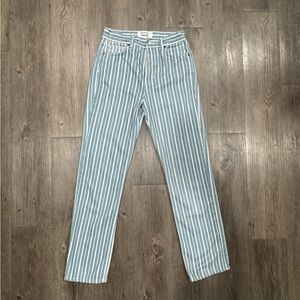 Reformation Blue and White Striped Jeans Size 24
